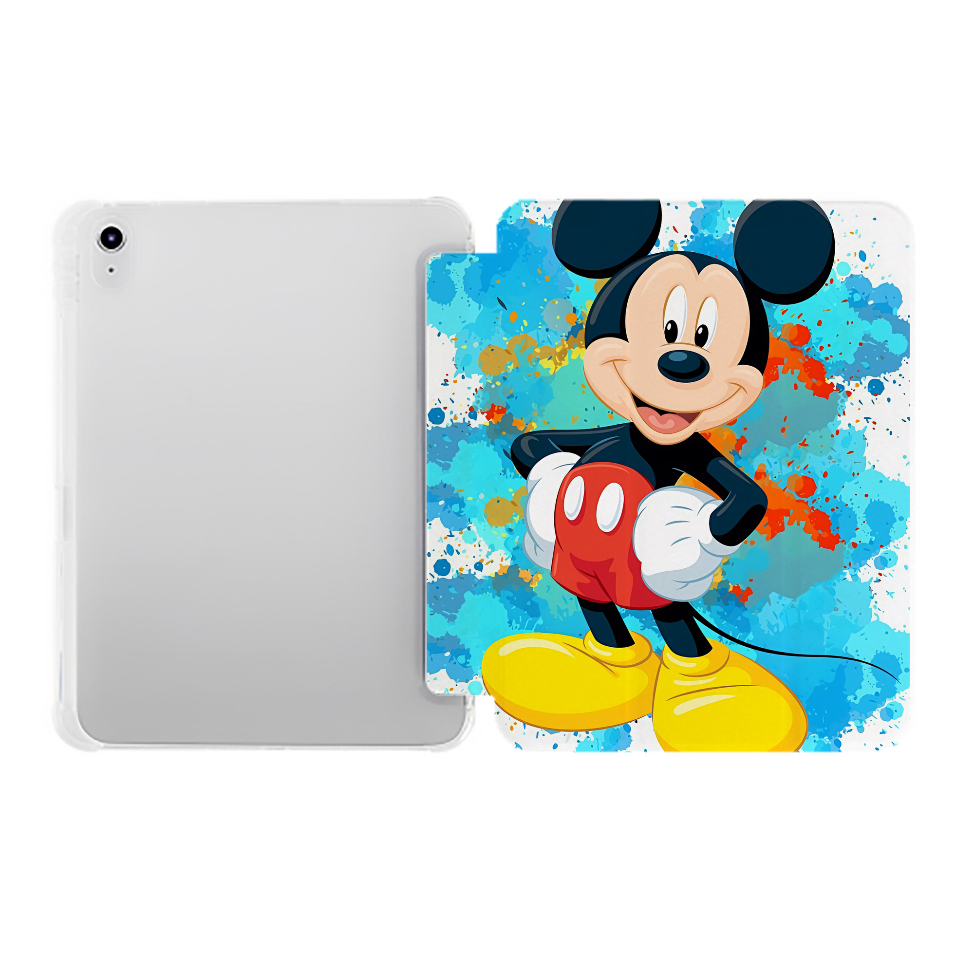 （画像用） ミッキーマウス Mickey Mouse IPad ケース ペン収納付き 三つ折りスタンド PUレザー×シリコン 対応機種9.5/10.5/10.9インチ